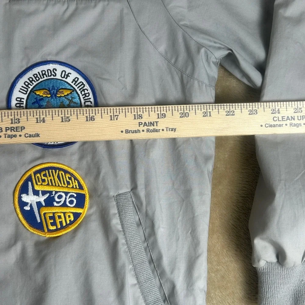Vintage Horizon Outerwear‎ Oshkosh EAA Flight Bomber Jacket Gray Patches Small